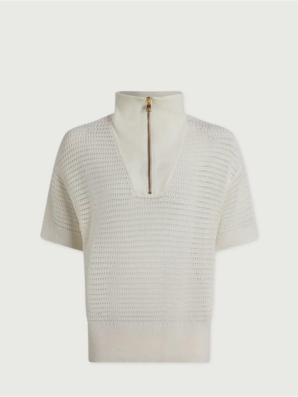 Varley Nali Half-Zip Knit Top – Egret – Size XL